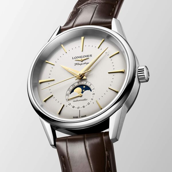 Flagship Heritage 38 mm phase de lune automatique en acier inoxydable
